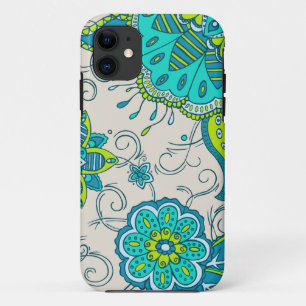 Turquoise & Lime Floral iPhone 11 Case