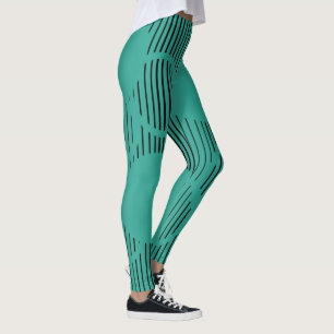 Turquoise Lined Circles  Leggings