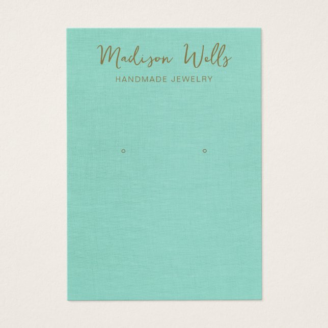 Turquoise Linen Earring Display Holder (Front)