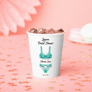 Turquoise Lingerie Bridal Shower Paper Cups
