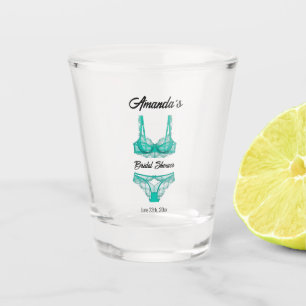 Turquoise Lingerie Bridal Shower Shot Glass