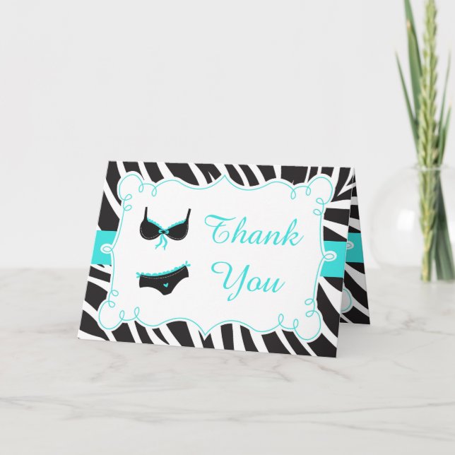 Turquoise Lingerie Party Thank You Card (Front)