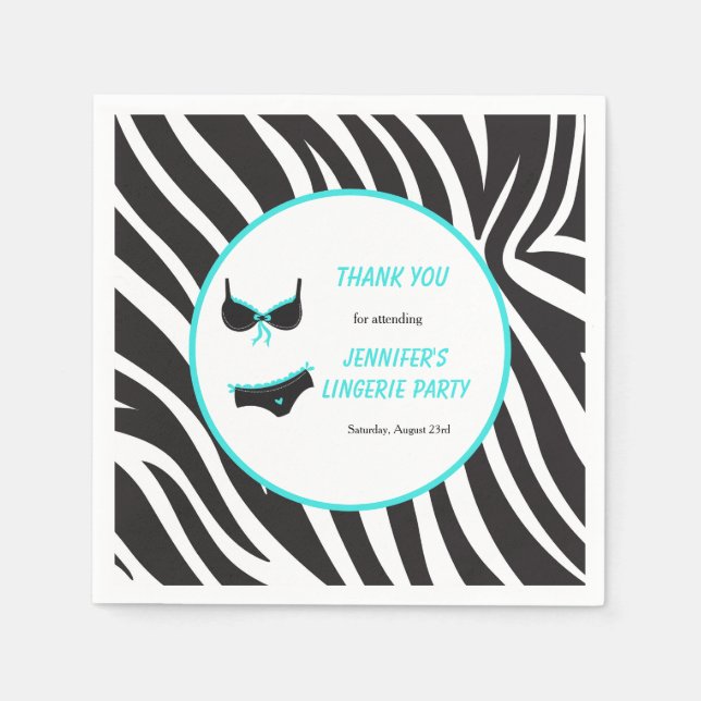 Turquoise Lingerie Party Thank You Napkin (Front)