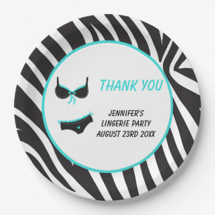 Turquoise Lingerie Party Thank You Paper Plate