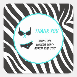 Turquoise Lingerie Party Thank You Square Sticker