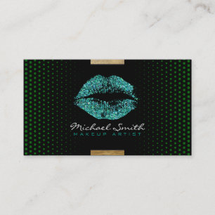 Turquoise Lips Makeup Artist Modern Dots #2 Business Card