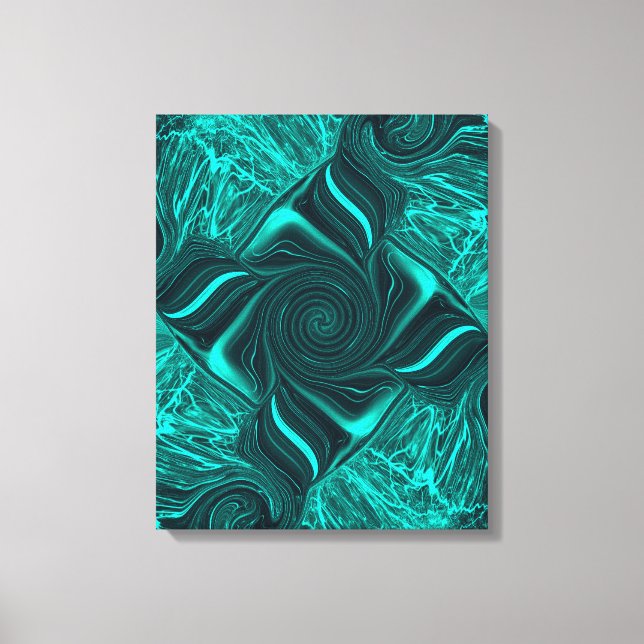 Turquoise Liquid Marble Abstract Art Canvas Print (Front)