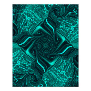 Turquoise Liquid Marble Abstract Art Poster