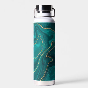 Turquoise liquid marble background water bottle