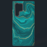 Turquoise liquid marble background with gold samsung galaxy case<br><div class="desc">Turquoise liquid marble design background with gold elements,  trendy modern design.</div>