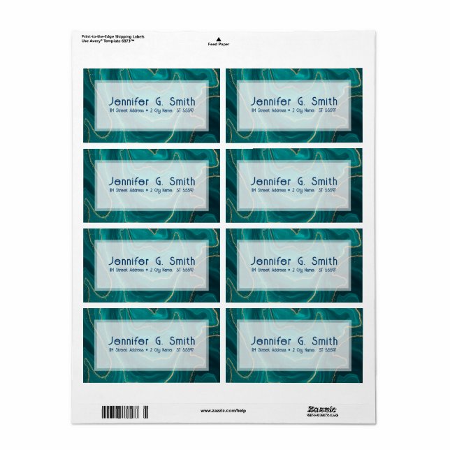 Turquoise liquid marble texture with gold accents (Full Sheet)