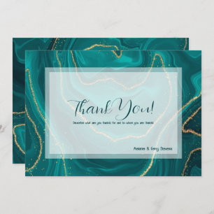 Turquoise liquid marble Thank You Card