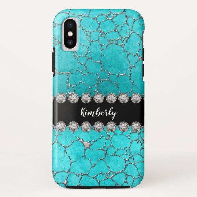 Turquoise Look Monogram Design Case-Mate iPhone Case (Back)
