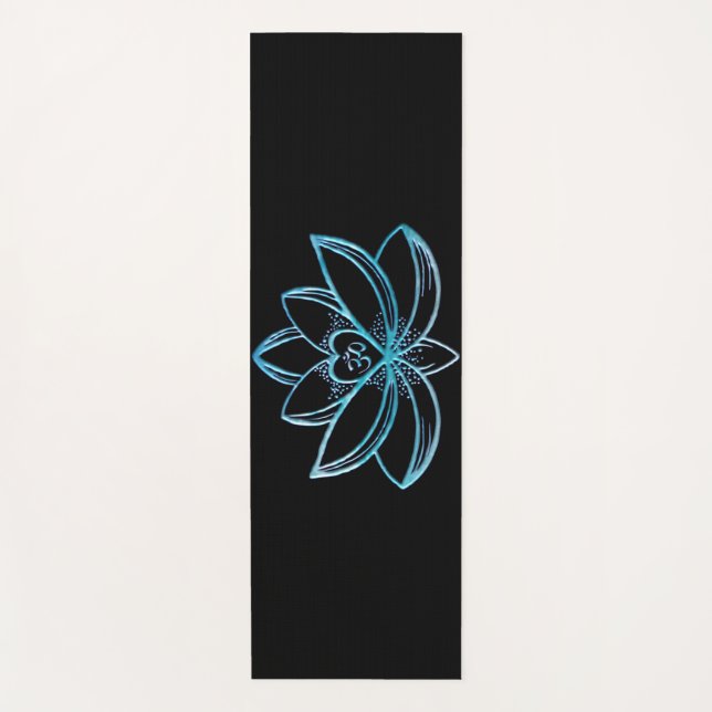 Turquoise Lotus  Yoga Mat (Front)