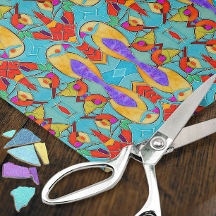 Turquoise Lovebird Mosaic - Romantic for Couple Tissue Paper