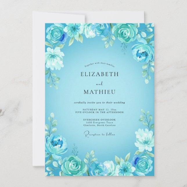 Turquoise Luminous Spring Wedding Invitation (Front)