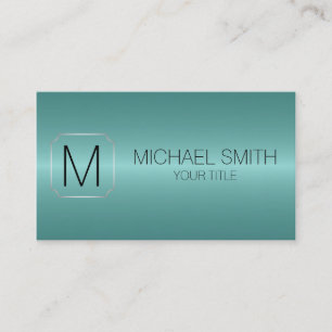 Turquoise Luxury Stainless Steel Metal Monogram #2 Business Card