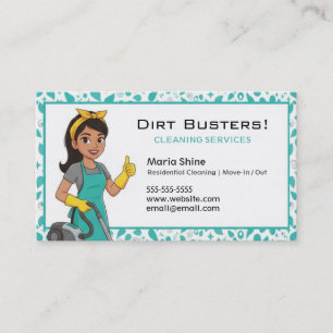 Turquoise Maid House Cleaning Lady Service Business Card
