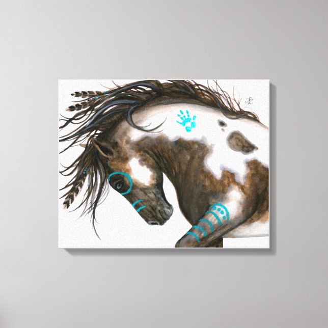 Turquoise Majestic Horse BiHrLe ArT Canvas Print (Front)