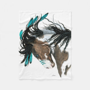 Turquoise Majestic Pinto Horse by Bihrle Fleece Blanket