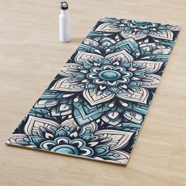 Turquoise Mandala composition Yoga Mat (In Situ)