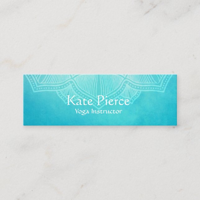 Turquoise mandala mini business card (Front)