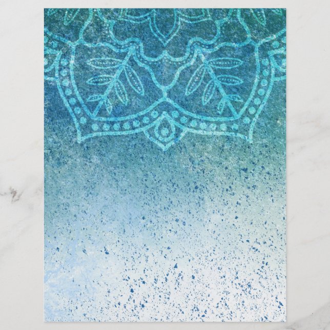 Turquoise Mandala Scrapbooking Craft Paper (Front)