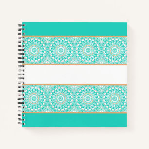 Turquoise Mandala Stripe Pattern Notebook