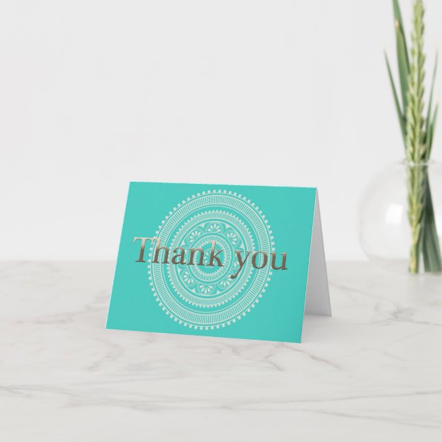 Turquoise mandala thank you card (Front)