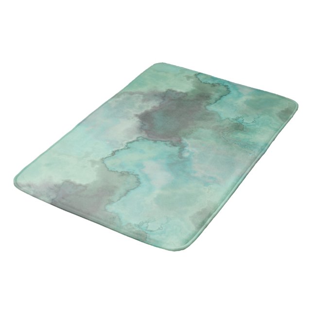 Turquoise Marble Abstract Bath Mat (Angled)