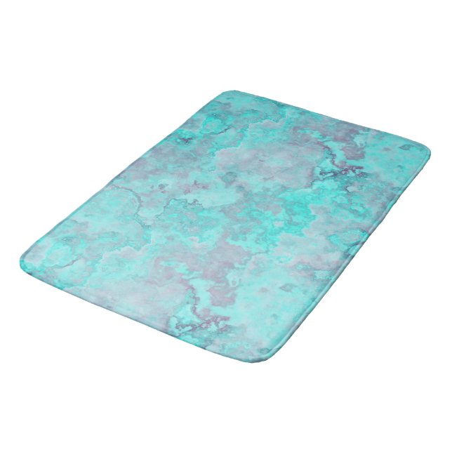 Turquoise Marble Abstract Bath Mat (Angled)