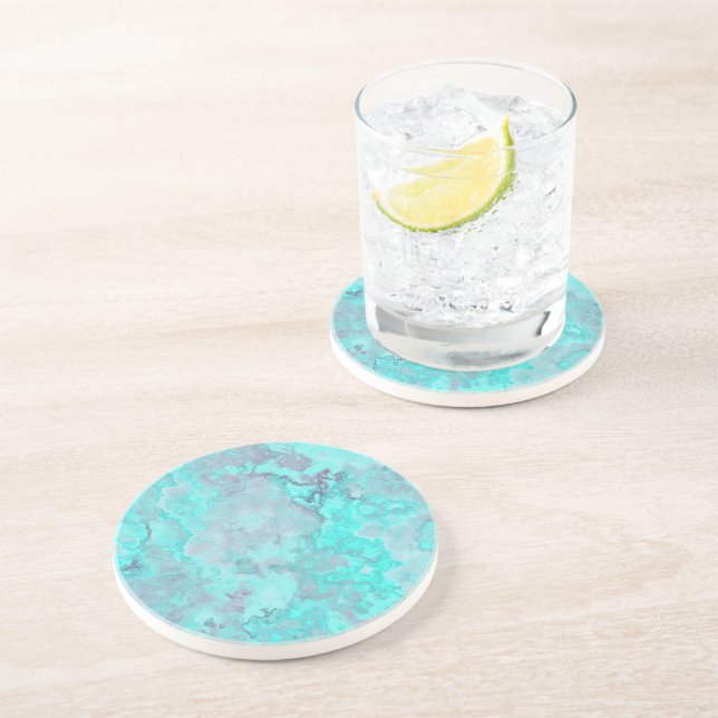 Turquoise Marble Abstract Coaster (Side)
