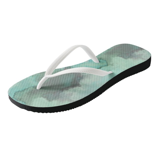 Turquoise Marble Abstract Flip Flops (Angled)