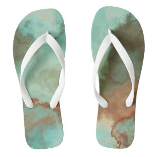 Turquoise Marble Abstract Flip Flops