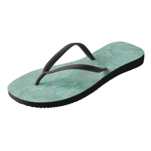 Turquoise Marble Abstract Flip Flops