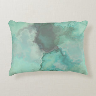 Turquoise Marble Abstract Rug Decorative Cushion