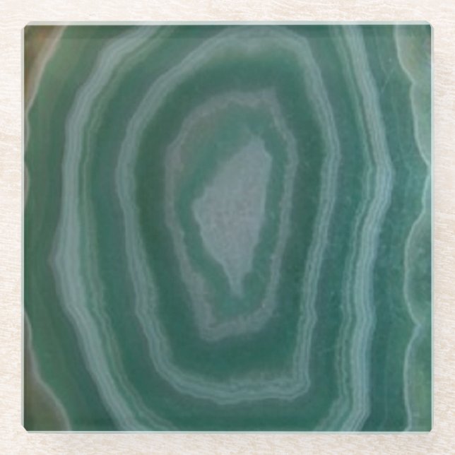 Turquoise Marble Agate Geode Faux Stone Coaster (Front)