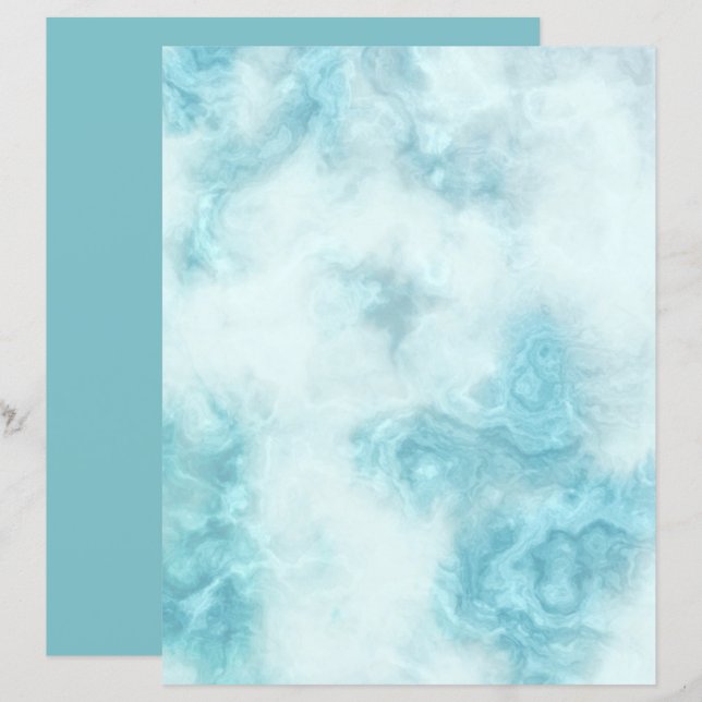 Turquoise Marble Background Craft Scrapbook Paper (Front/Back)