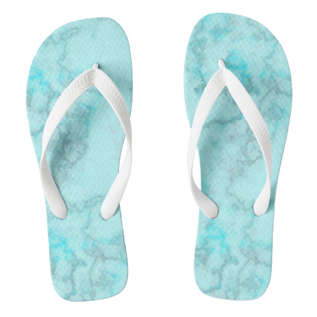 Turquoise Marble Flip Flops (Footbed)