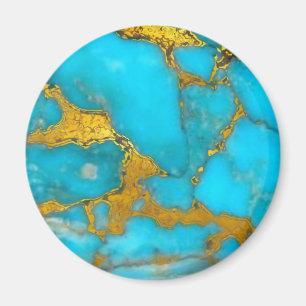Turquoise Marble GOLD Glitter - ADD Initials Magnet