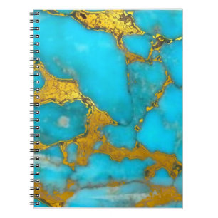 Turquoise Marble GOLD Glitter - ADD Initials Notebook