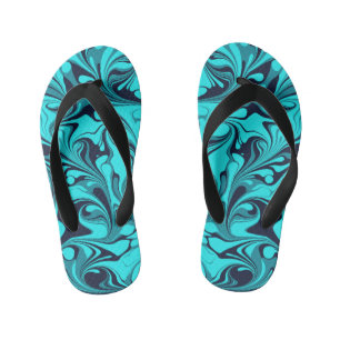 Turquoise Marble Kid's Flip Flops