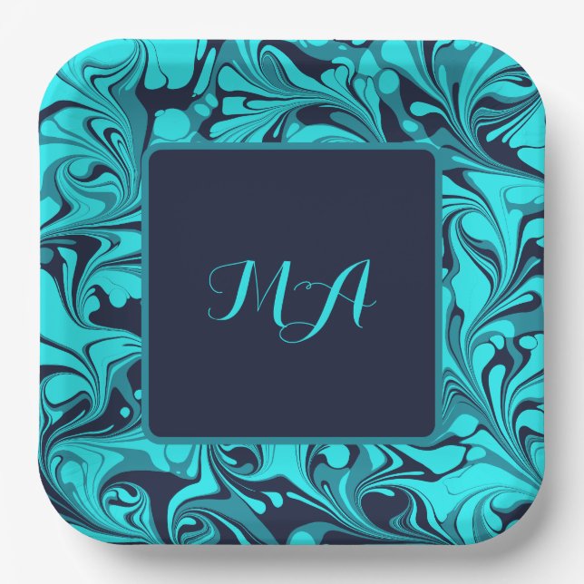 Turquoise Marble Paper Plate (Front)