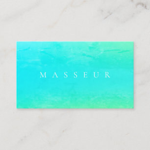 Turquoise marble stone faux look business card