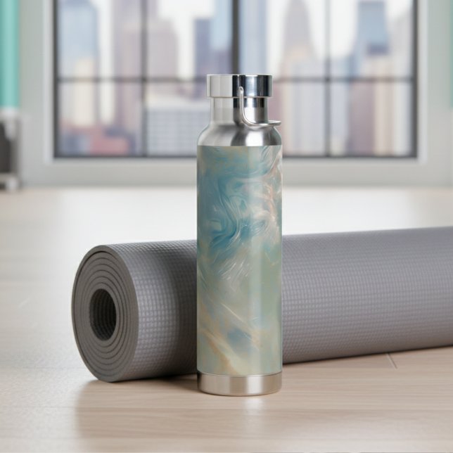 Turquoise Marble Swirl Pattern Water Bottle (Add a touch of style to your water bottle with this Turquoise Marble Swirl Pattern Water Bottle! )