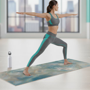 Turquoise Marble Swirl Pattern Yoga Mat