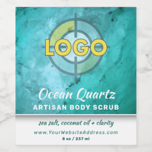 Turquoise Marble Texture Logo Custom Branded Wine Label