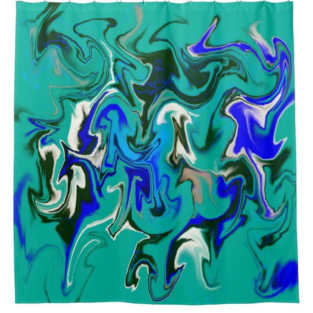 Turquoise marble texture shower curtain (Front)