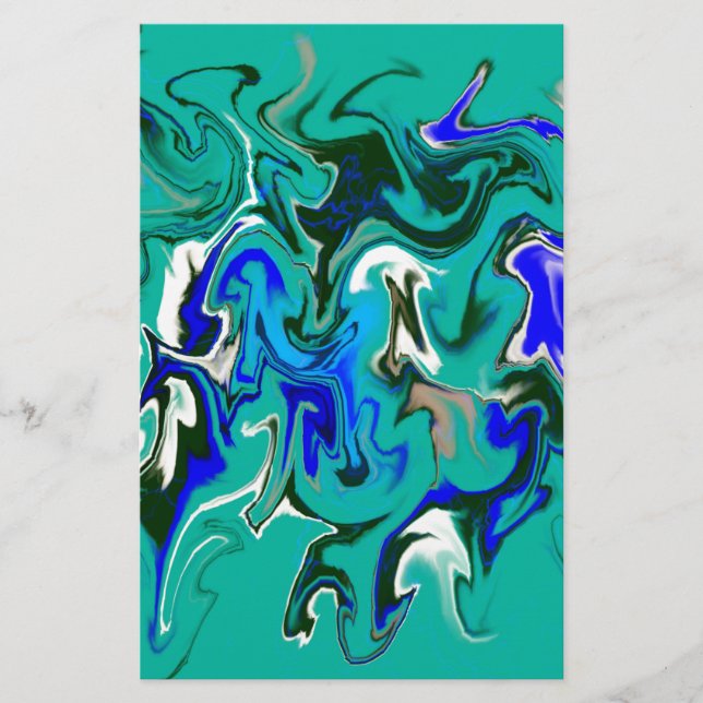 Turquoise marble texture stationery (Front)