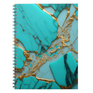 Turquoise Marble with Golden Veins Notebook